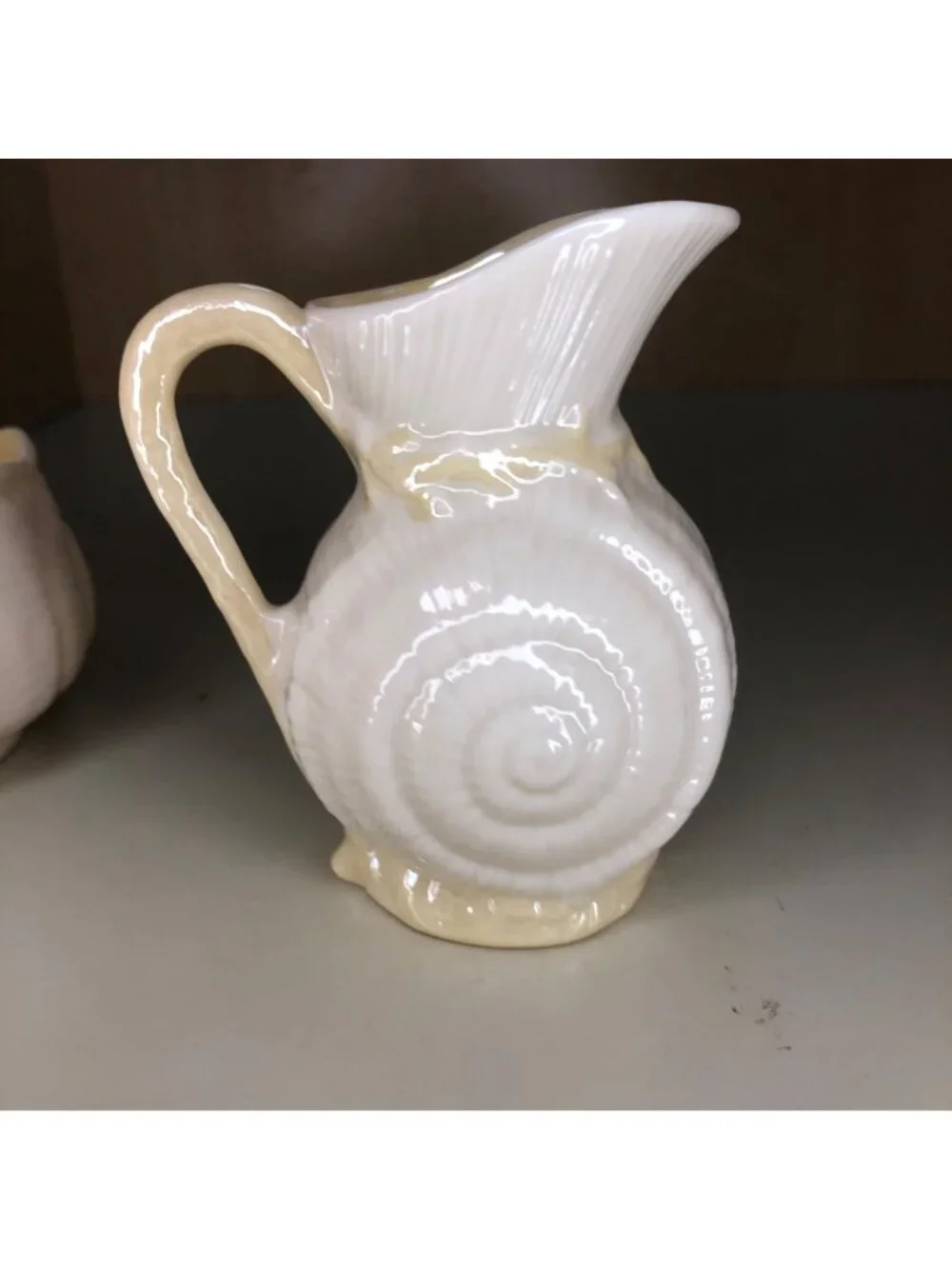 Belleek Shell-Shaped Ceramic Creamer & Sugar Bowl Set